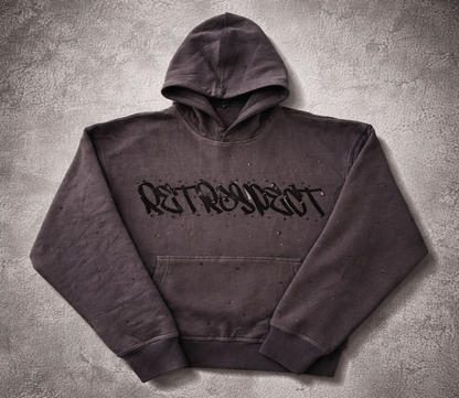RetroSpect Retrospect Afterimage Hoodie in black with vibrant graphic design, showcasing a casual, comfortable streetwear style.