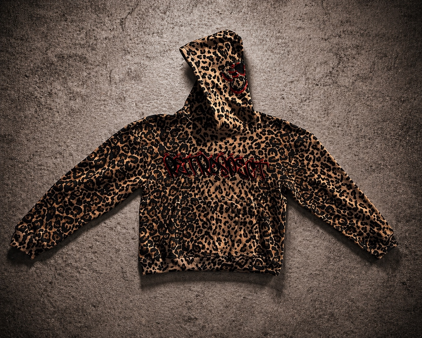Retrospect Bejeweled Cheetah Print Hoodie featuring a colorful, jeweled cheetah pattern on soft fabric for stylish casual wear.