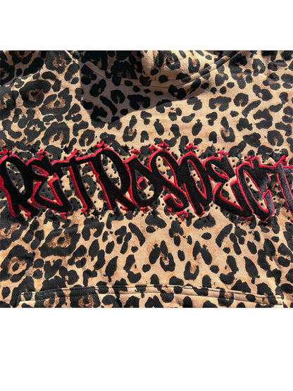 Bejeweled cheetah print hoodie from RetroSpect Hoodies featuring sparkly embellishments and a casual, comfortable style.