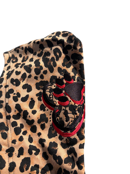 Retrospect Bejeweled Cheetah Print Hoodie in brown with jeweled accents, featuring a cozy fit and stylish animal print design.
