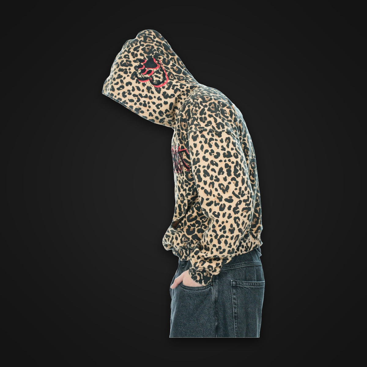 Bejeweled Cheetah Print Hoodie brown side view