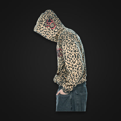 Bejeweled Cheetah Print Hoodie brown side view