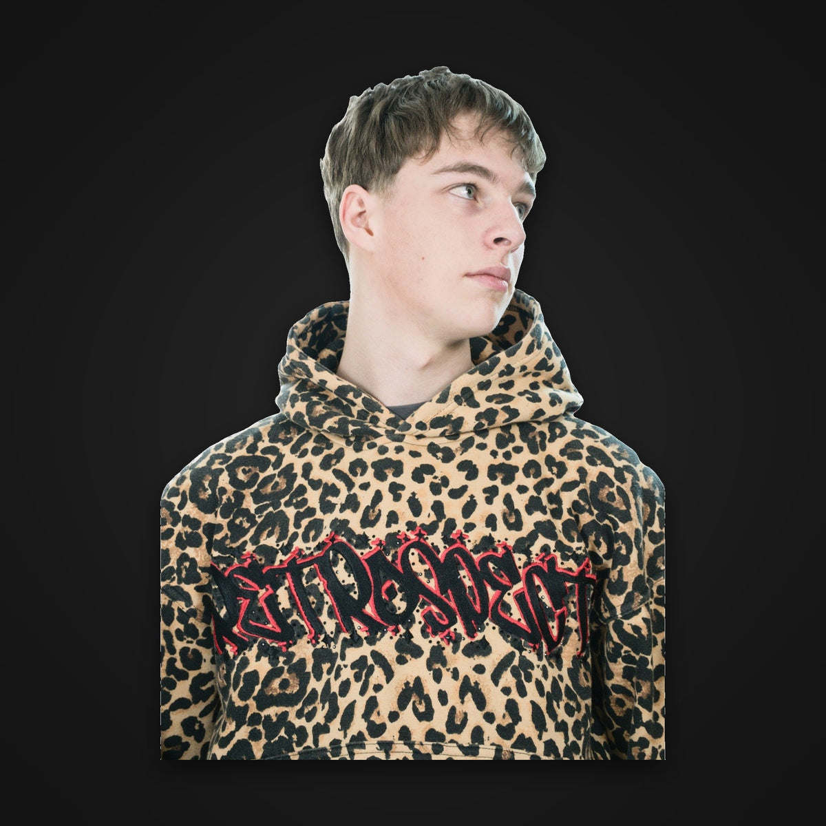 Bejeweled Cheetah Print Hoodie brown on model